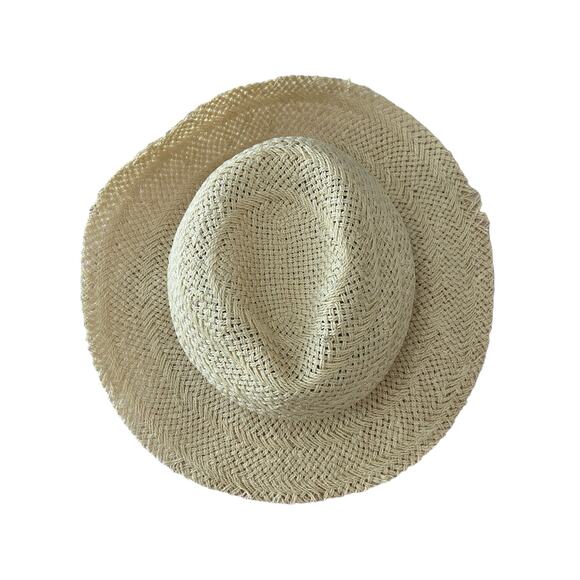 Janessa Leone Ivana Jute Straw Fedora Hat Leather Band Natural Size Medium main image 5